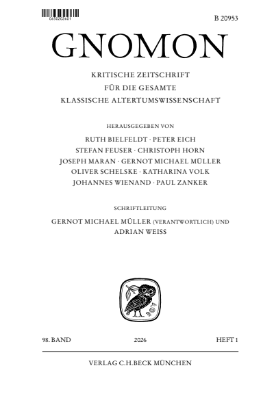 Cover der Ausgabe: Gnomon Jahrgang 98 (2026), Heft 1