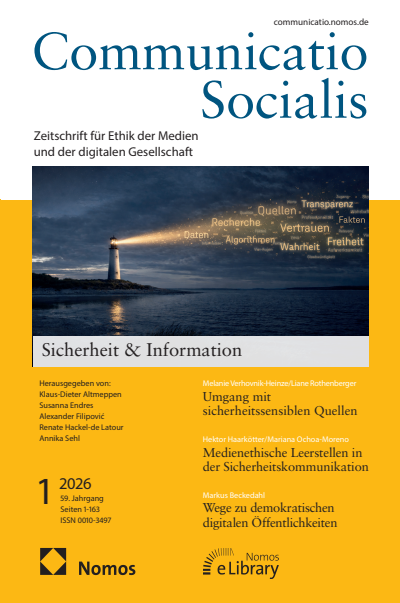 Cover der Ausgabe: Communicatio Socialis (ComSoc) Jahrgang 59 (2026), Heft 1