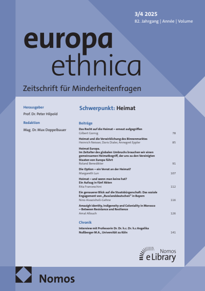 Cover der Ausgabe: europa ethnica Jahrgang 82 (2025), Heft 3-4