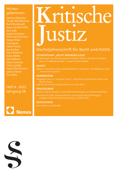 Cover der Ausgabe: KJ Kritische Justiz Jahrgang 58 (2025), Heft 4