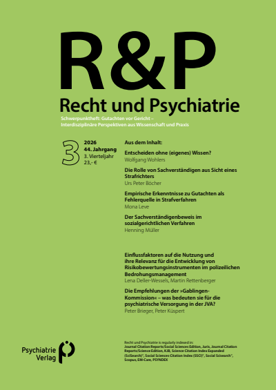 Cover der Ausgabe: Recht & Psychiatrie Jahrgang 44 (2026), Heft 3
