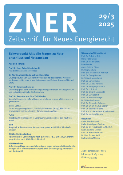 Cover der Ausgabe: Zeitschrift für Neues Energierecht Jahrgang 6 (2025), Heft 3