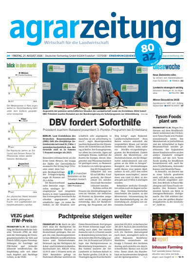 Cover der Ausgabe: agrarzeitung Jahrgang 81 (2026), Heft 34