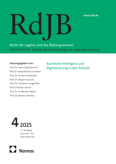 Cover der Ausgabe: RdJB Recht der Jugend und des Bildungswesens Jahrgang 73 (2025), Heft 4
