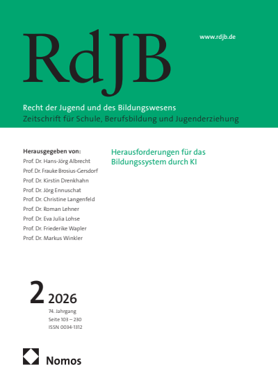 Cover der Ausgabe: RdJB Recht der Jugend und des Bildungswesens Jahrgang 74 (2026), Heft 2