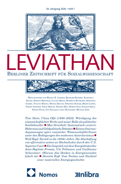Cover der Ausgabe: Leviathan Jahrgang 54 (2026), Heft 1