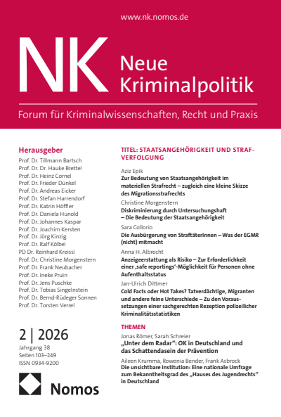 Cover der Ausgabe: NK Neue Kriminalpolitik Jahrgang 38 (2026), Heft 2