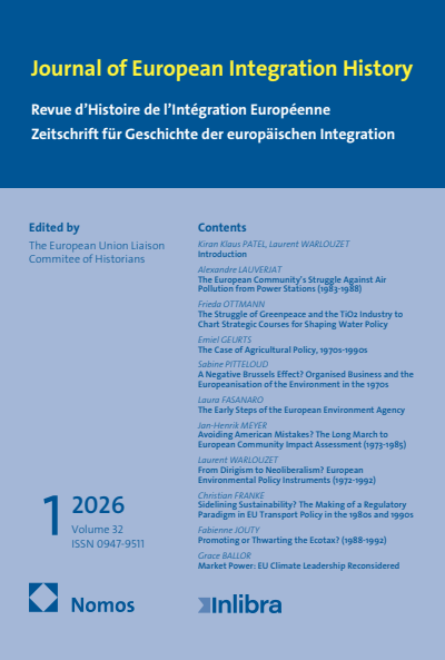 Cover der Ausgabe: JEIH Journal of European Integration History Jahrgang 32 (2026), Heft 1