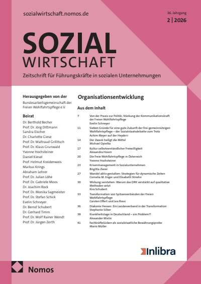 Cover der Ausgabe: Sozialwirtschaft Jahrgang 36 (2026), Heft 2
