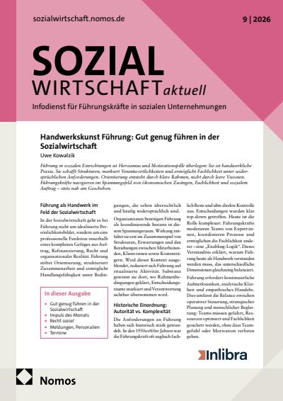 Cover der Ausgabe: Sozialwirtschaft aktuell (SWa) Jahrgang 36 (2026), Heft 9