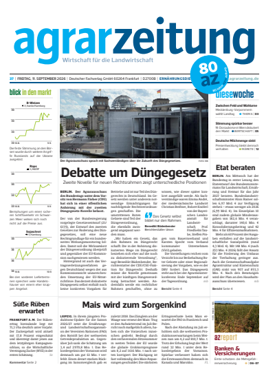 Cover der Ausgabe: agrarzeitung Jahrgang 81 (2026), Heft 37