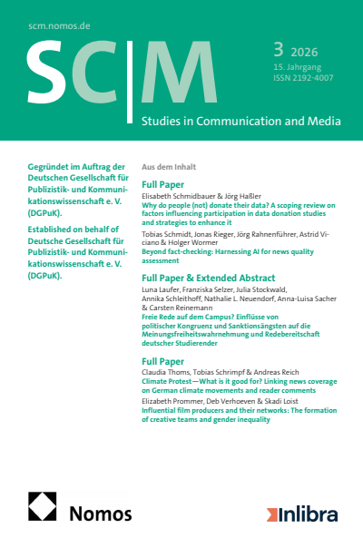 Cover der Ausgabe: SCM Studies in Communication and Media Jahrgang 15 (2026), Heft 3