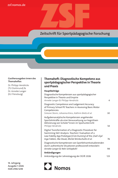 Cover der Ausgabe: ZSF Zeitschrift für sportpädagogische Forschung Jahrgang 14 (2026), Heft 1