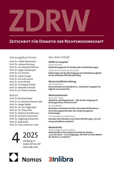 Cover der Ausgabe: ZDRW Zeitschrift für Didaktik der Rechtswissenschaft Jahrgang 12 (2025), Heft 4