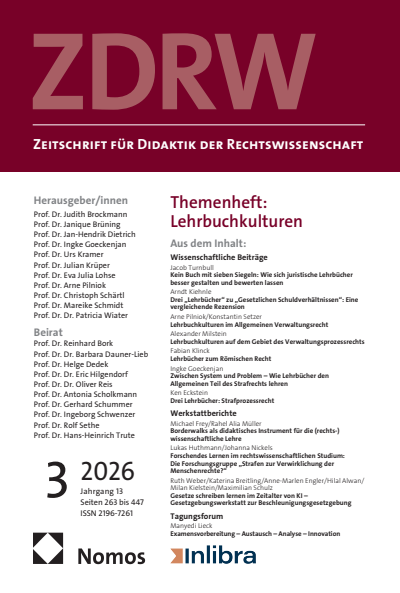 Cover der Ausgabe: ZDRW Zeitschrift für Didaktik der Rechtswissenschaft Jahrgang 13 (2026), Heft 3