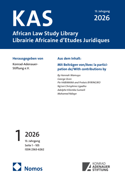 Cover der Ausgabe: KAS African Law Study Library Jahrgang 13 (2026), Heft 1