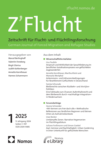 Cover der Ausgabe: Z'Flucht. Zeitschrift für Flucht- und Flüchtlingsforschung Jahrgang 9 (2025), Heft 1
