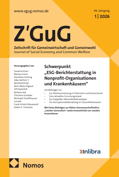 Cover der Ausgabe: Z'GuG Zeitschrift für Gemeinwirtschaft und Gemeinwohl Jahrgang 49 (2026), Heft 1