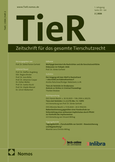 Cover der Ausgabe: TieR Jahrgang 1 (2026), Heft 2