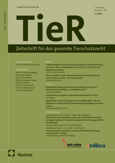 Cover der Ausgabe: TieR Jahrgang 1 (2026), Heft 3