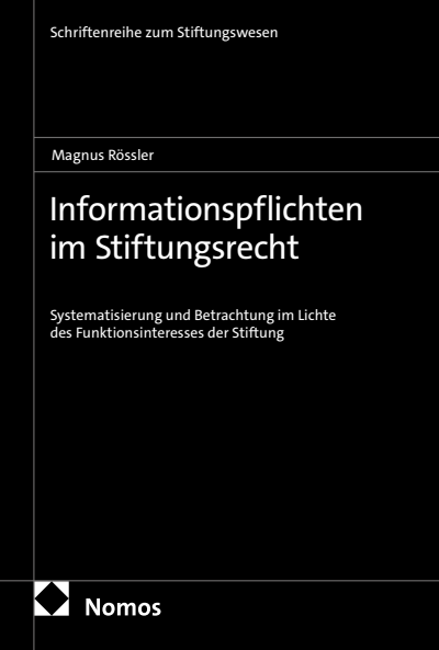 Cover des Buchs: Informationspflichten im Stiftungsrecht